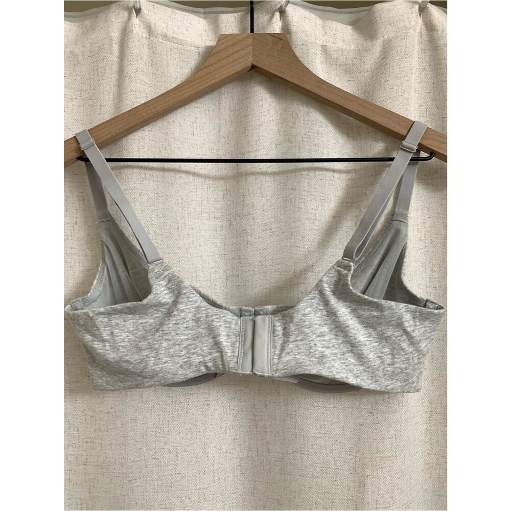 SKIMS Cotton Unlined Demi Bra Light Gray Heathered Underwire Bra 34DDDD - Picture 6 of 7